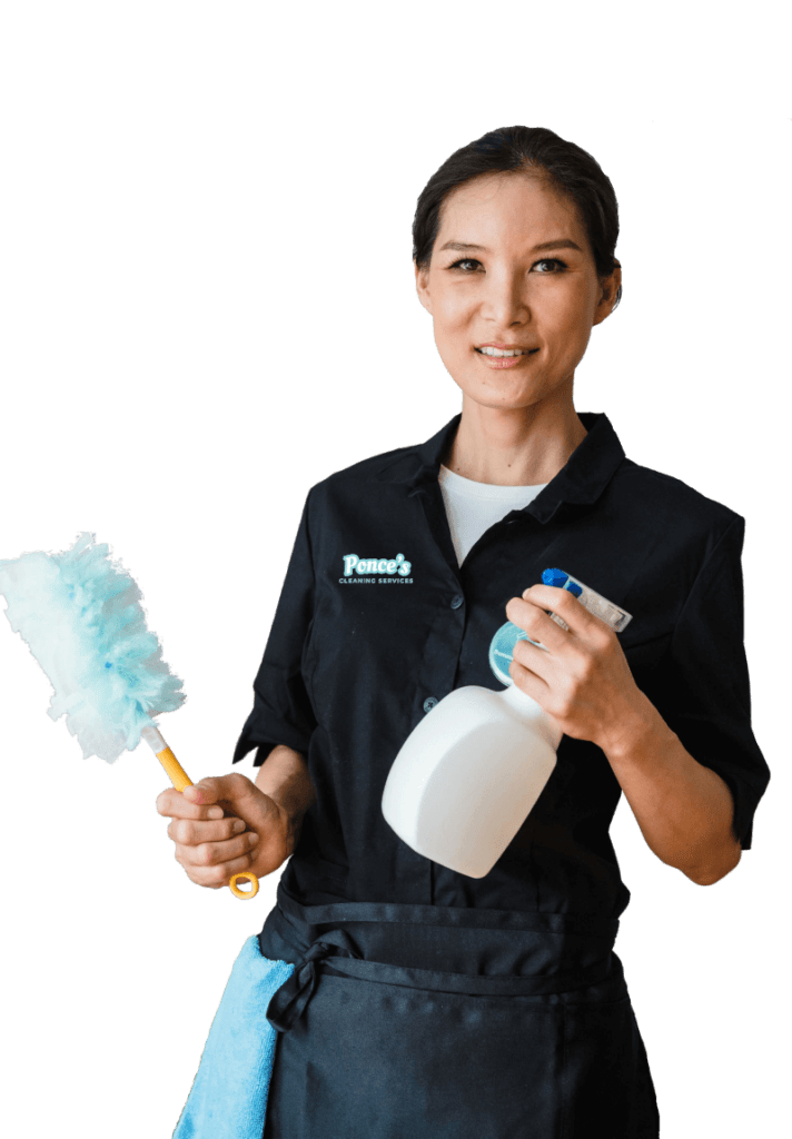 A professional woman ready to clean, offering top-quality home cleaning services in Alpharetta, GA